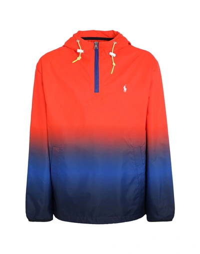 Shop Polo Ralph Lauren Logo Ombré Pullover Jacket Man Jacket Orange Size M Recycled Polyester