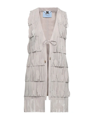Shop Blumarine Woman Overcoat & Trench Coat Light Grey Size 6 Bovine Leather