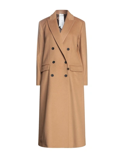 Shop Annie P . Woman Coat Camel Size 14 Virgin Wool, Polyamide, Cashmere In Beige