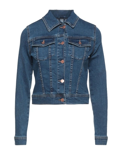 Guess Denim Harrington Jacket Light Denim Polyester Woman In Blue