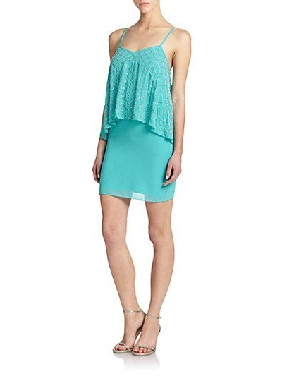 Shop Needle & Thread Beaded-tier Dress In Turquoise