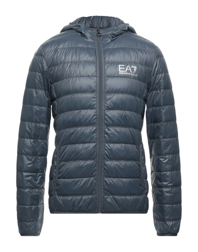 Shop Ea7 Man Down Jacket Lead Size S Polyamide In Grey
