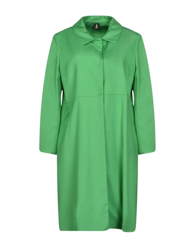 Shop 1-one Woman Overcoat & Trench Coat Green Size 6 Cotton, Viscose, Elastane