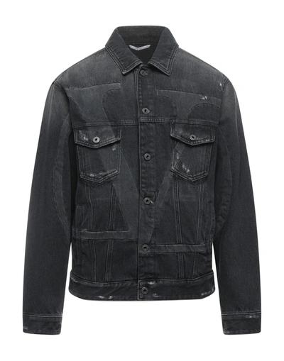 Shop Valentino Garavani Man Denim Outerwear Black Size 44 Cotton, Cow Leather