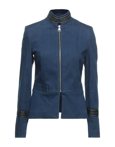 Shop Karl Lagerfeld Woman Denim Outerwear Blue Size S Cotton, Elastomultiester, Elastane