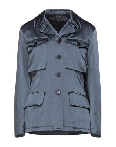Shop Aspesi Woman Jacket Slate Blue Size 8 Cotton, Acetate