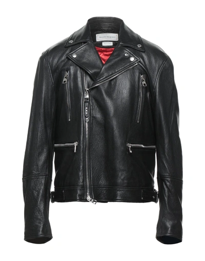 Shop Alexander Mcqueen Man Jacket Black Size 40 Lambskin, Calfskin