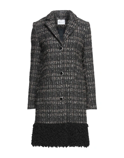 Shop Be Blumarine Woman Coat Black Size 4 Polyester, Wool, Cotton, Viscose