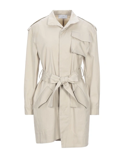 Shop Soallure Woman Overcoat & Trench Coat Beige Size 4 Cotton, Elastane
