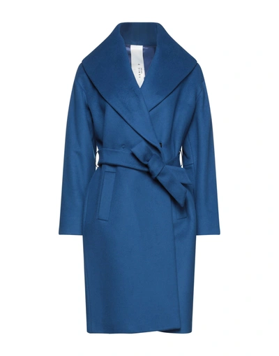 Shop Annie P . Woman Coat Blue Size 6 Wool, Cashmere