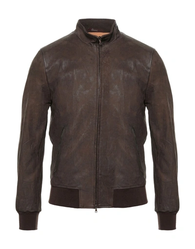 Shop Stewart Man Jacket Dark Brown Size L Soft Leather