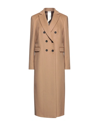 Shop Annie P . Woman Coat Camel Size 10 Virgin Wool, Cashmere In Beige