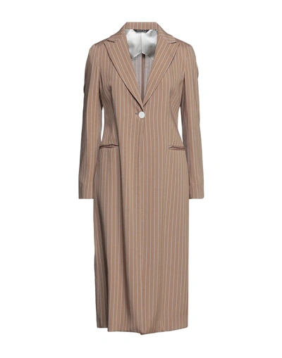 Shop Brian Dales Woman Overcoat & Trench Coat Brown Size 10 Acetate, Viscose, Elastane