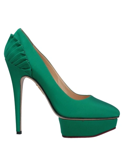 Shop Charlotte Olympia Pumps In Emerald Green