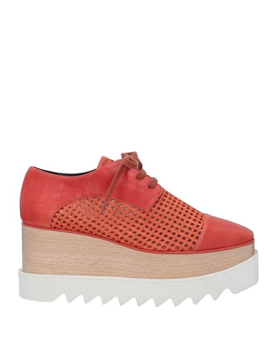 Shop Stella Mccartney Lace-up Shoes In Coral