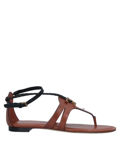 Shop Tod's Woman Thong Sandal Tan Size 6.5 Soft Leather In Brown
