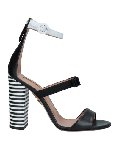 Shop Aquazzura Woman Sandals Black Size 6 Calfskin, Textile Fibers