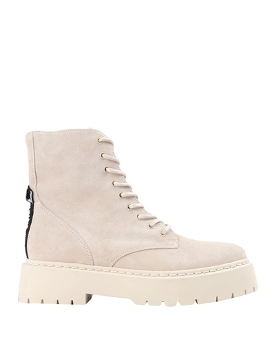 Steve Madden Skylar Bootie Woman Ankle Boots Beige Size 10 Soft Leather In Beige