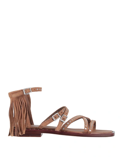 Shop Ash Woman Sandals Camel Size 7 Soft Leather In Beige