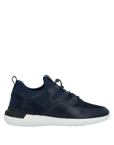 Shop Tod's No_code Man Sneakers Midnight Blue Size 6 Calfskin, Textile Fibers