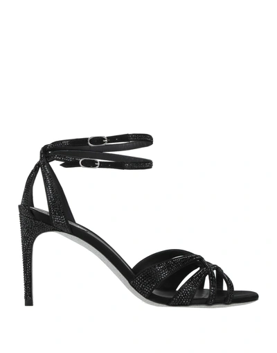 Shop René Caovilla Rene' Caovilla Woman Sandals Black Size 11 Textile Fibers