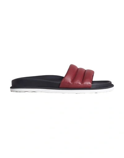 Shop Dunhill Man Sandals Burgundy Size 13 Soft Leather In Red