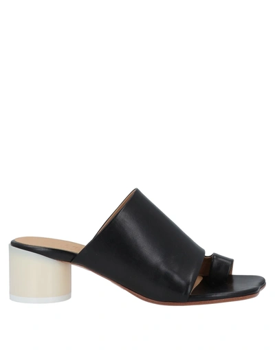 Shop Mm6 Maison Margiela Woman Thong Sandal Black Size 6 Soft Leather