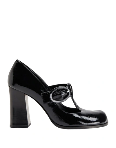Shop 8 By Yoox Naplack Leather Mary-jane Pump Woman Pumps Black Size 8 Calfskin