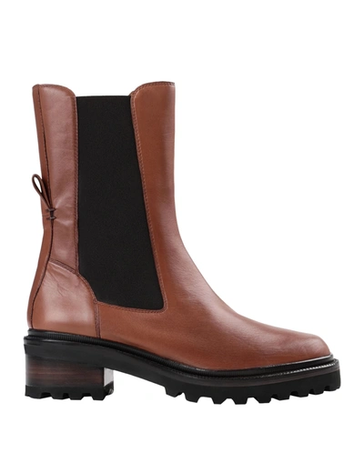 Shop Bruno Premi Woman Ankle Boots Brown Size 11 Bovine Leather, Textile Fibers