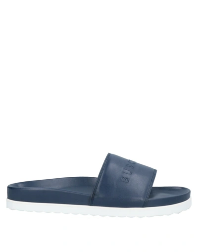 Shop Buscemi Man Sandals Midnight Blue Size 8 Soft Leather