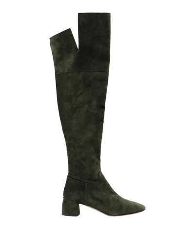 Shop A.bocca A. Bocca Camoscio Muschio Woman Knee Boots Dark Green Size 8 Soft Leather