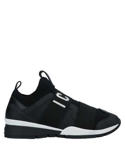 Shop Dsquared2 Woman Sneakers Black Size 11 Soft Leather, Textile Fibers