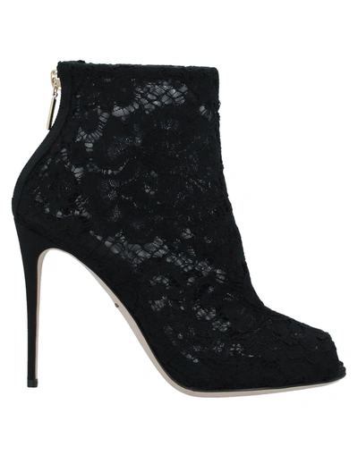 Shop Dolce & Gabbana Woman Ankle Boots Black Size 10.5 Cotton, Viscose, Polyamide