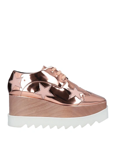 Shop Stella Mccartney Lace-up Shoes In Rose Gold