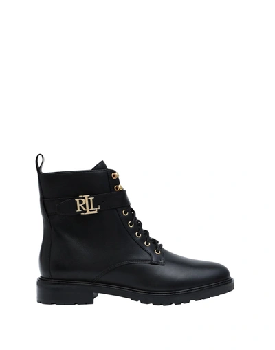 Ralph Lauren Elridge Womens Leather Lace-up Ankle Boots In Black