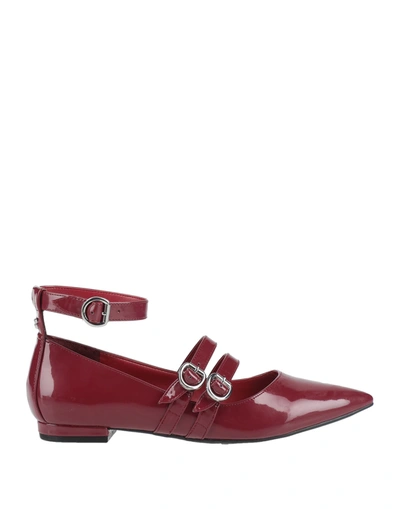 Shop Guess Ballet Flats In Maroon
