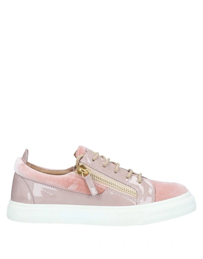 Shop Giuseppe Zanotti Woman Sneakers Blush Size 5 Soft Leather, Textile Fibers In Pink
