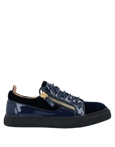 Shop Giuseppe Zanotti Woman Sneakers Midnight Blue Size 6 Soft Leather, Textile Fibers