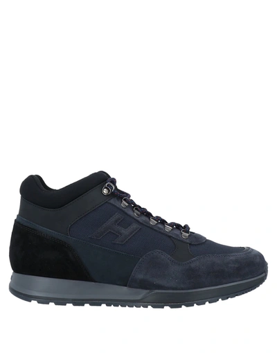 Shop Hogan Man Sneakers Midnight Blue Size 8.5 Textile Fibers, Soft Leather