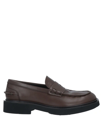 Shop Tod's Man Loafers Dark Brown Size 7.5 Calfskin