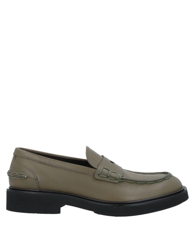 Shop Tod's Man Loafers Military Green Size 9 Calfskin
