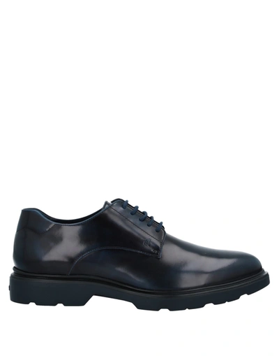 Shop Hogan Man Lace-up Shoes Midnight Blue Size 6.5 Soft Leather