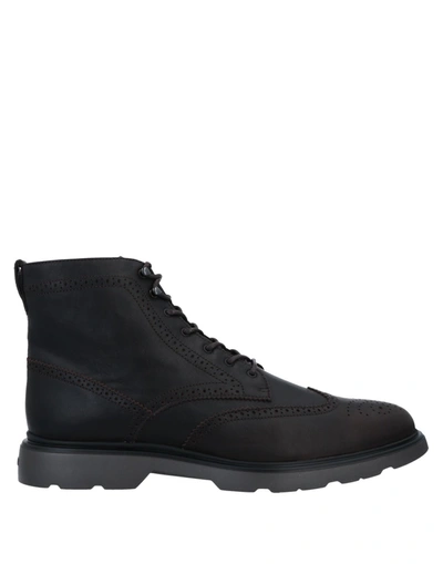 Shop Hogan Man Ankle Boots Dark Brown Size 7 Leather