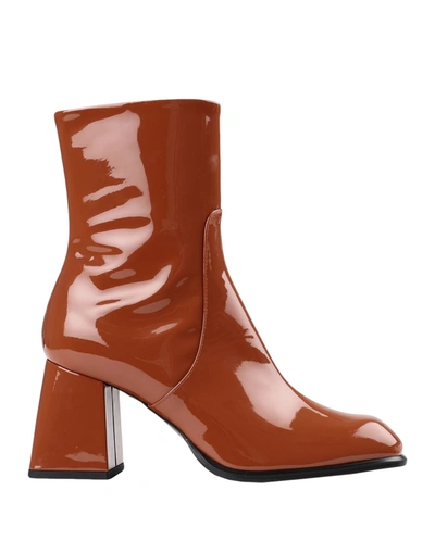 Shop Giampaolo Viozzi Woman Ankle Boots Tan Size 8 Bovine Leather In Brown