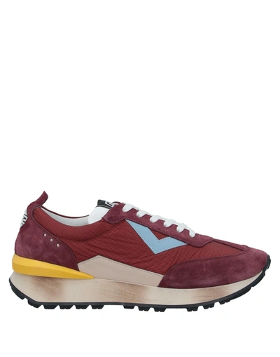 Shop Quattrobarradodici 4b12 Man Sneakers Brick Red Size 9 Soft Leather, Textile Fibers