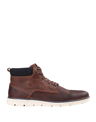 Shop Jack & Jones Man Ankle Boots Dark Brown Size 7 Cow Leather
