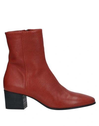 Shop Michelediloco Ankle Boots In Brick Red