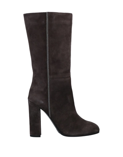 Shop Fabiana Filippi Woman Boot Lead Size 6 Soft Leather In Grey