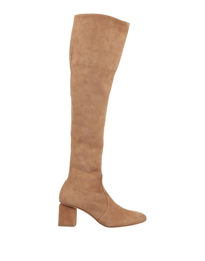 Shop Ermanno Scervino Woman Knee Boots Camel Size 6 Soft Leather In Beige