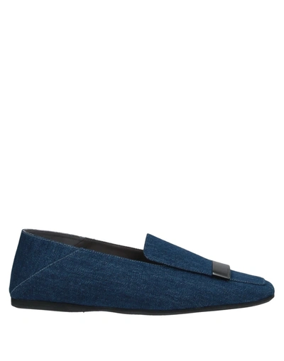 Shop Sergio Rossi Man Loafers Blue Size 7 Textile Fibers